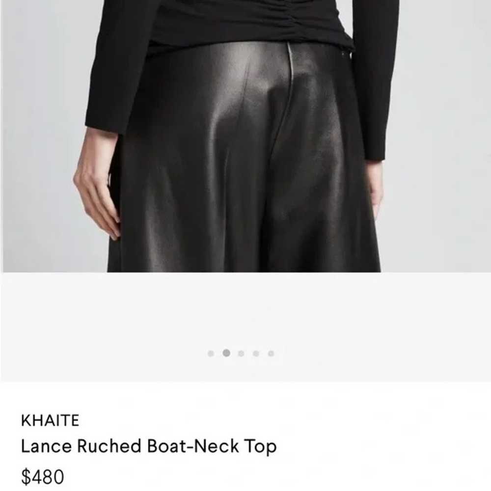 KHAITE Black Lance Ruched Boat-Neck Top - image 5