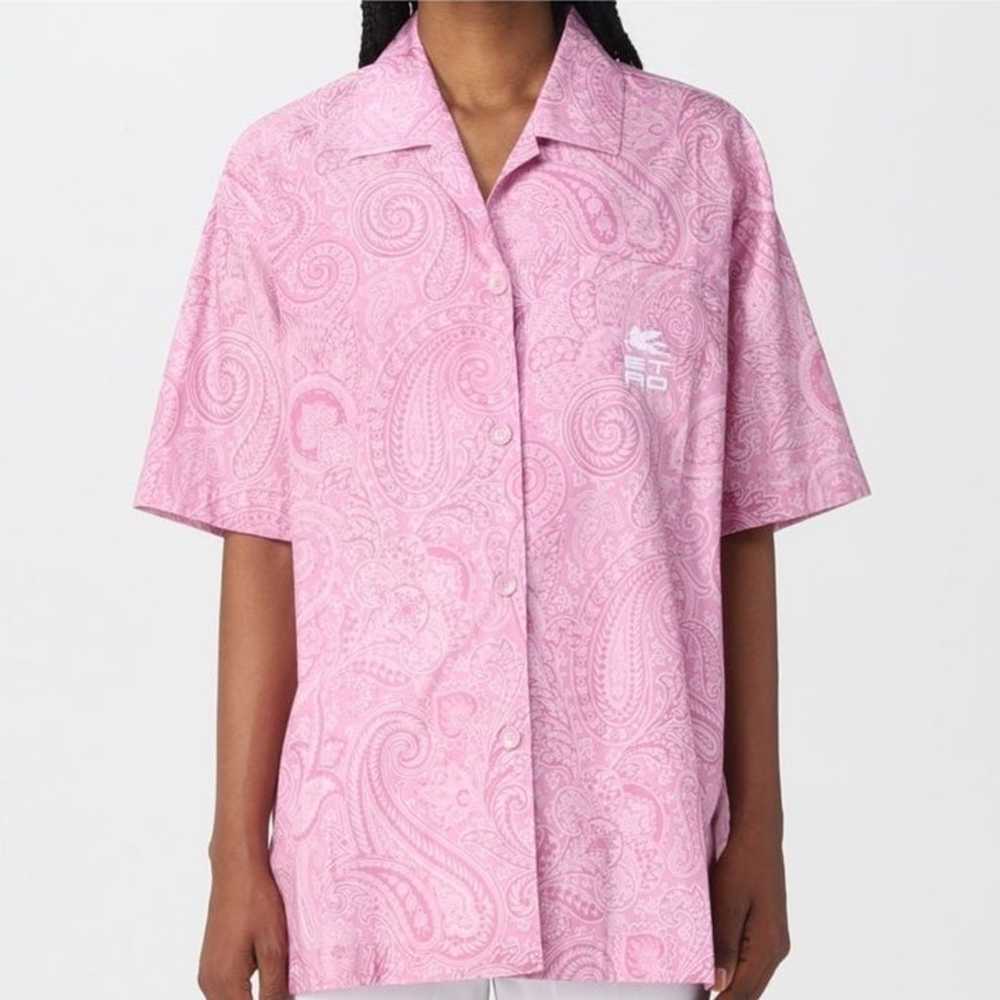 ETRO pink paisley print button up shirt - image 1