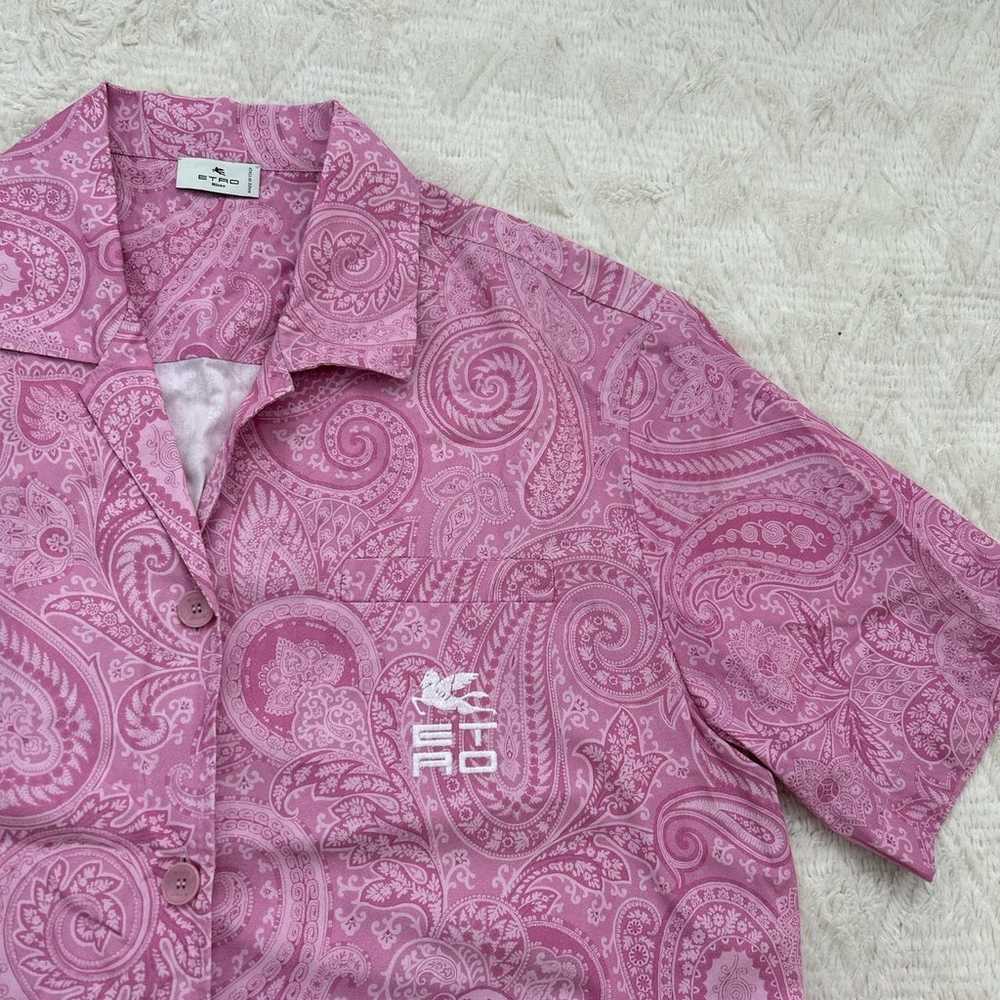 ETRO pink paisley print button up shirt - image 4