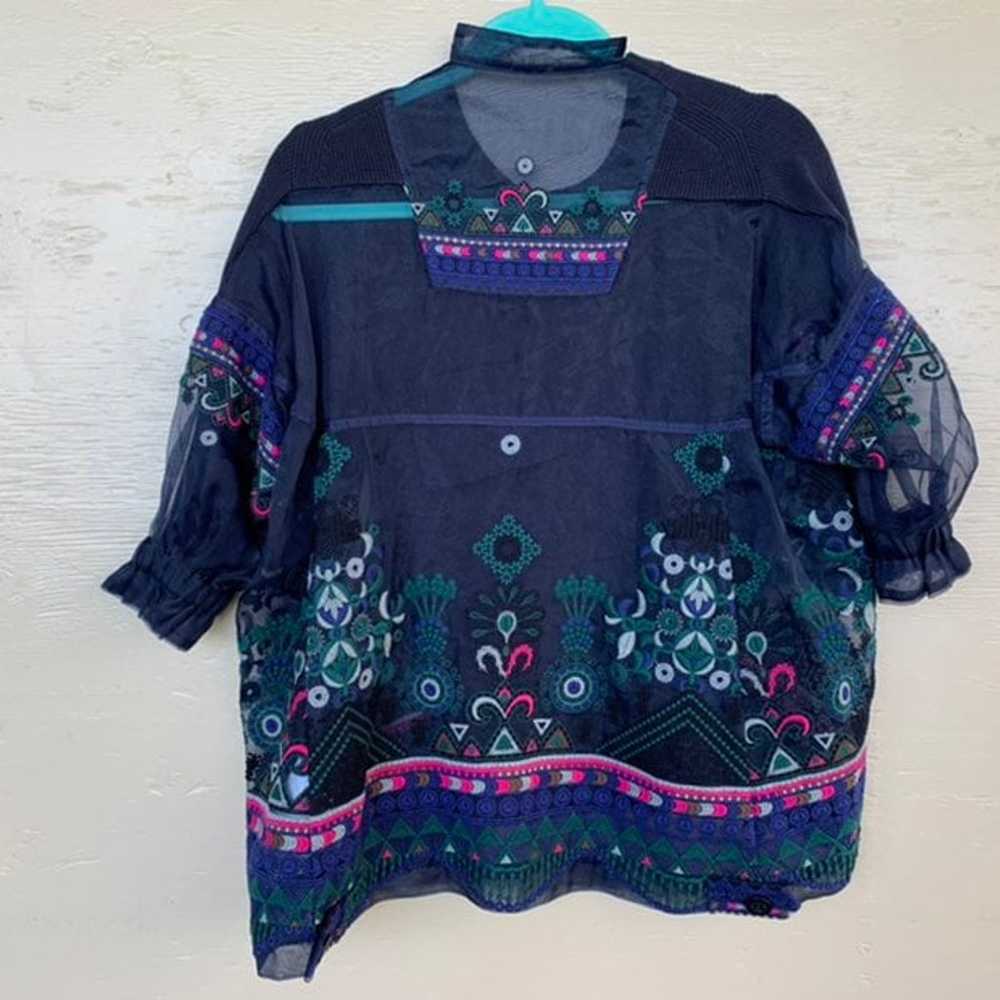 Rare SACAI Resort 2017 Blue Tribal Lace Sweater T… - image 3