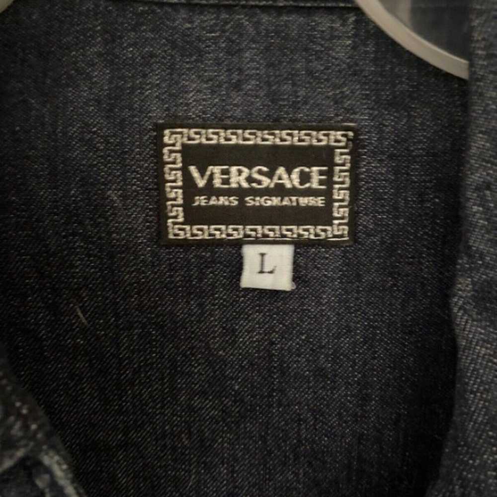 RARE Versace Medusa Button Vintage Denim Dress Sh… - image 2