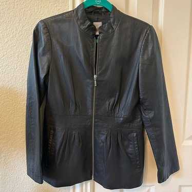 J. Jill real leather black jacket zippered size XS