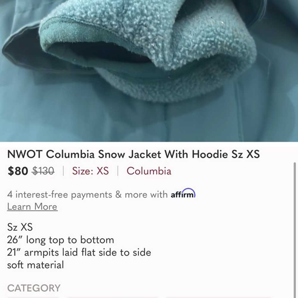 NWOT Columbia Snow Hoodie Jacket Sz XS - image 12