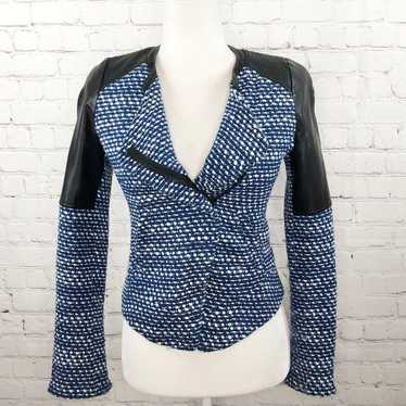 Zara Trafaluc Tweed Faux Leather Moto Jacket XS - image 1