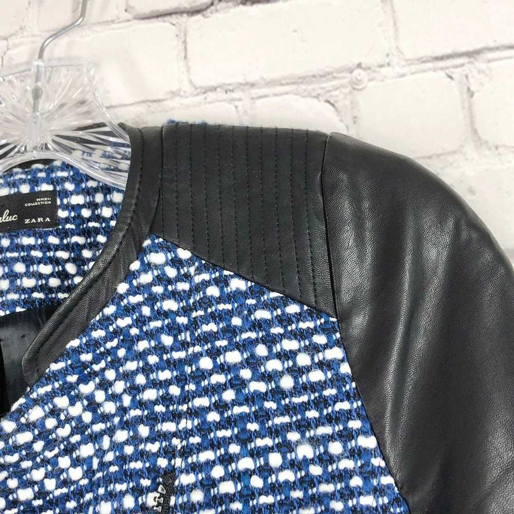 Zara Trafaluc Tweed Faux Leather Moto Jacket XS - image 7