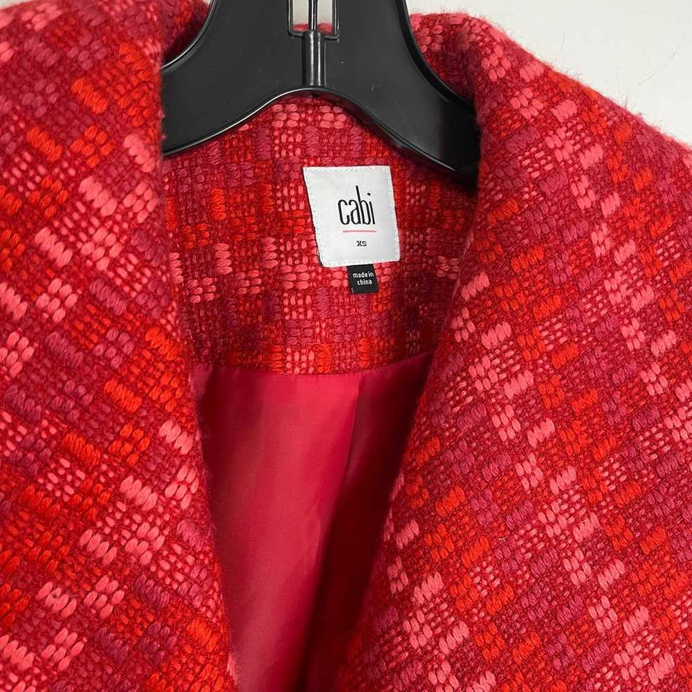 Cabi Sloan Red Pink Tweed Snap Button Collared Co… - image 2