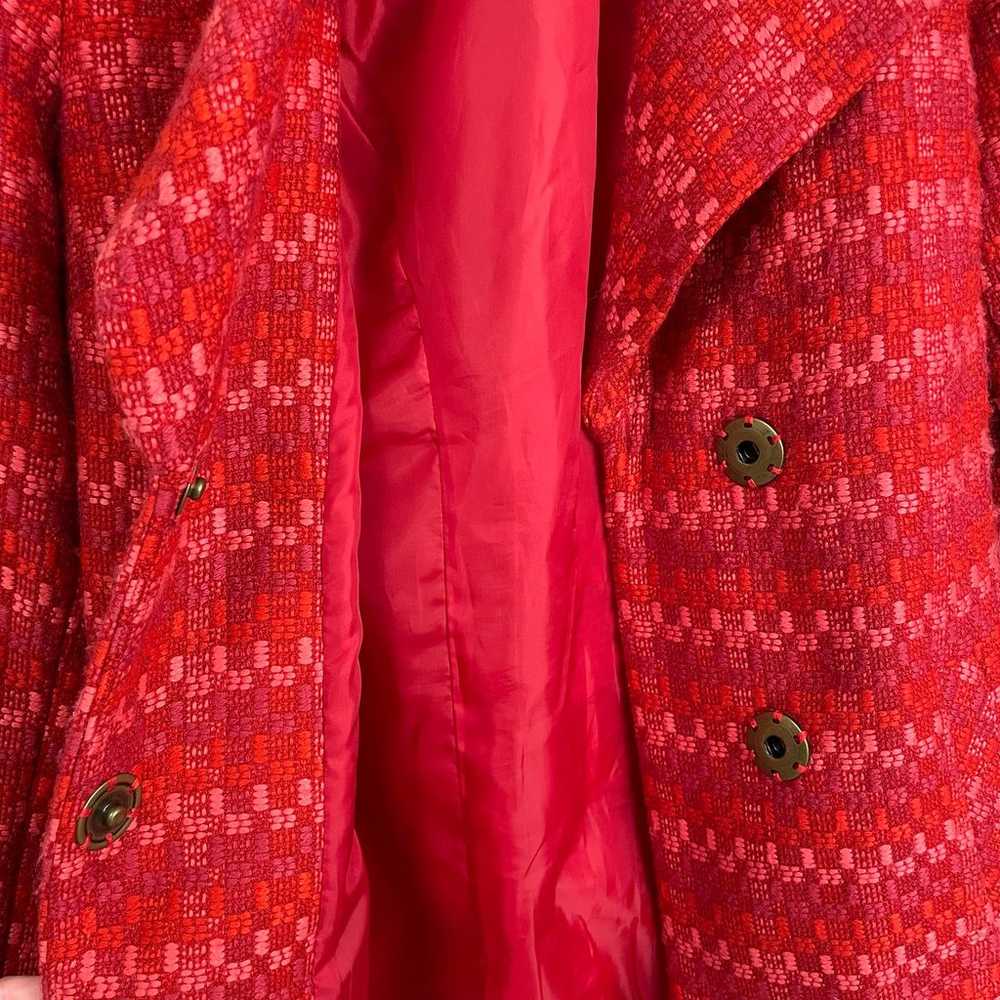 Cabi Sloan Red Pink Tweed Snap Button Collared Co… - image 5