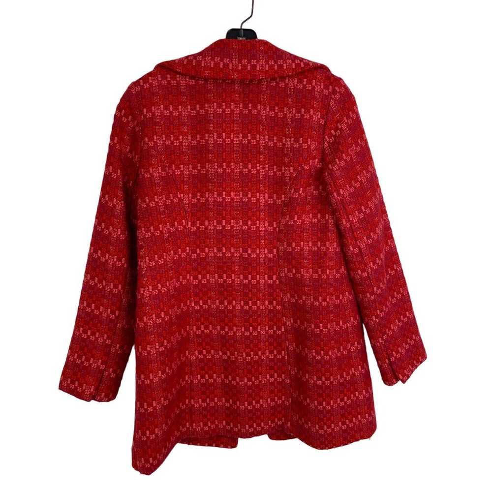 Cabi Sloan Red Pink Tweed Snap Button Collared Co… - image 7