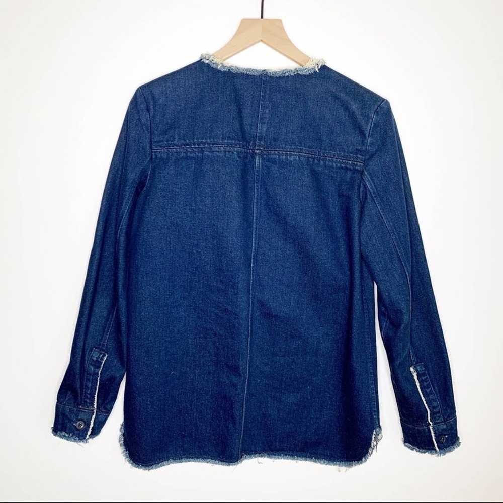 Zara Oversized Denim Jacket Dark Wash Blue Size XS - image 2