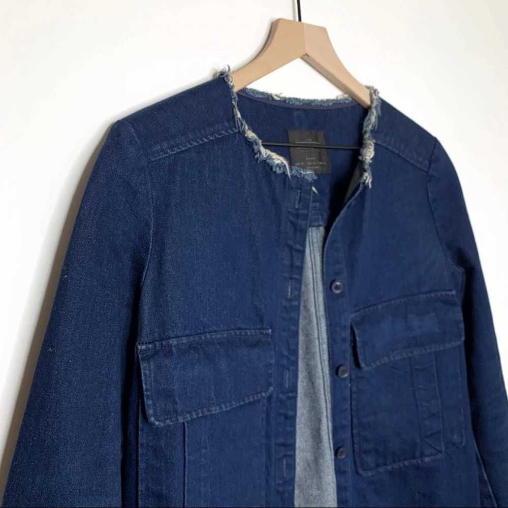 Zara Oversized Denim Jacket Dark Wash Blue Size XS - image 3