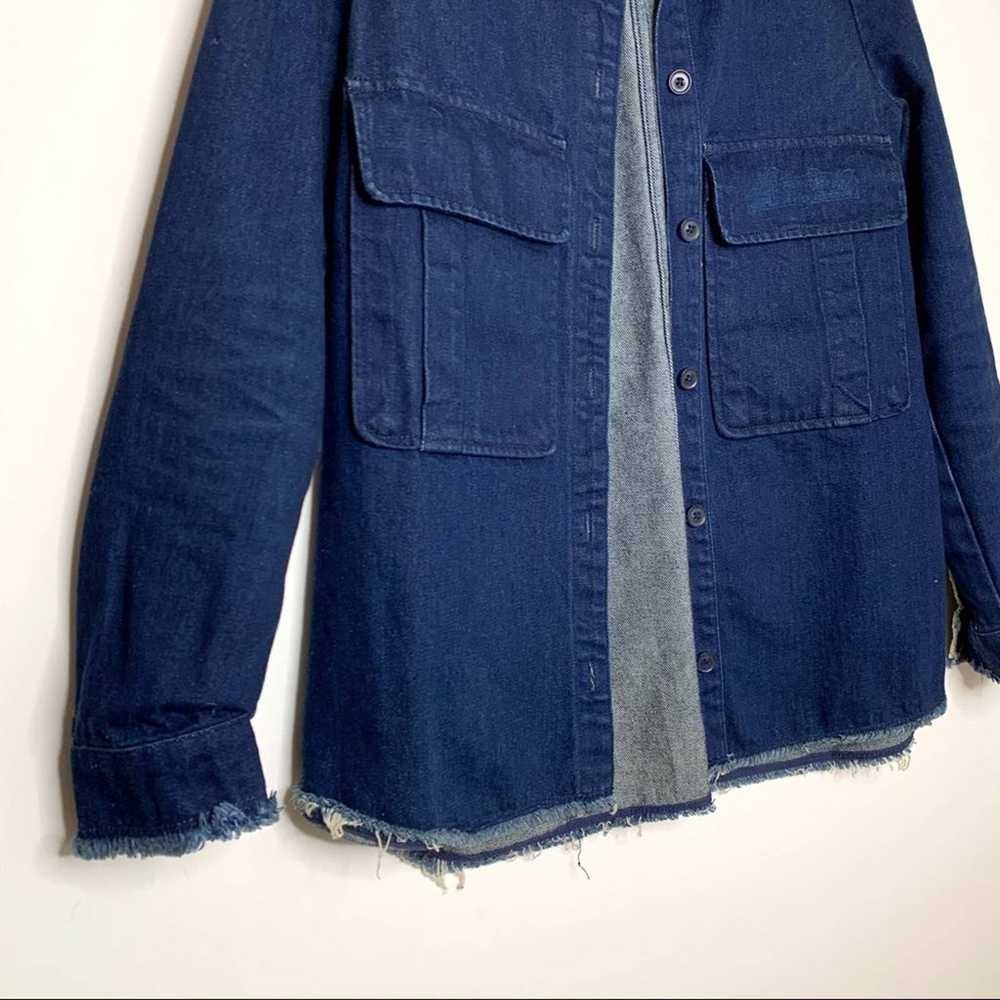 Zara Oversized Denim Jacket Dark Wash Blue Size XS - image 4