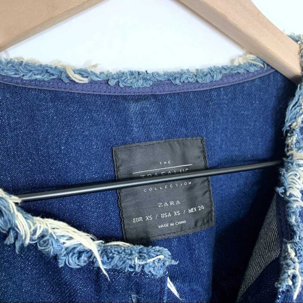 Zara Oversized Denim Jacket Dark Wash Blue Size XS - image 5