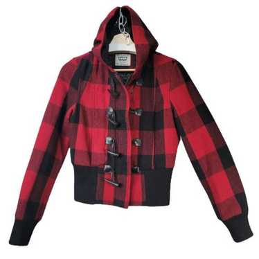 LEVI STRAUSS Buffalo Plaid Toggle Jacket Hooded Q… - image 1