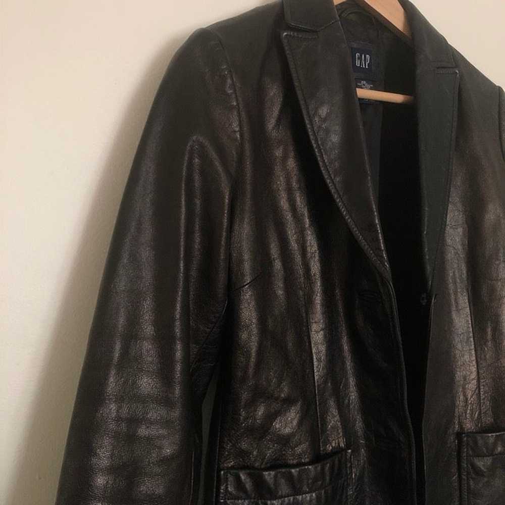 Vintage Gap y2k 2000s leather jacket blazer cut XS - image 2