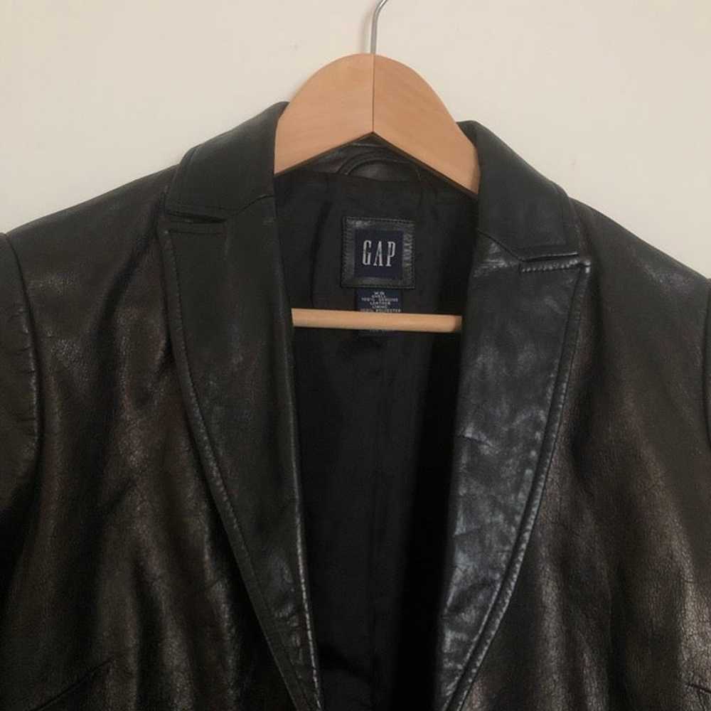 Vintage Gap y2k 2000s leather jacket blazer cut XS - image 3