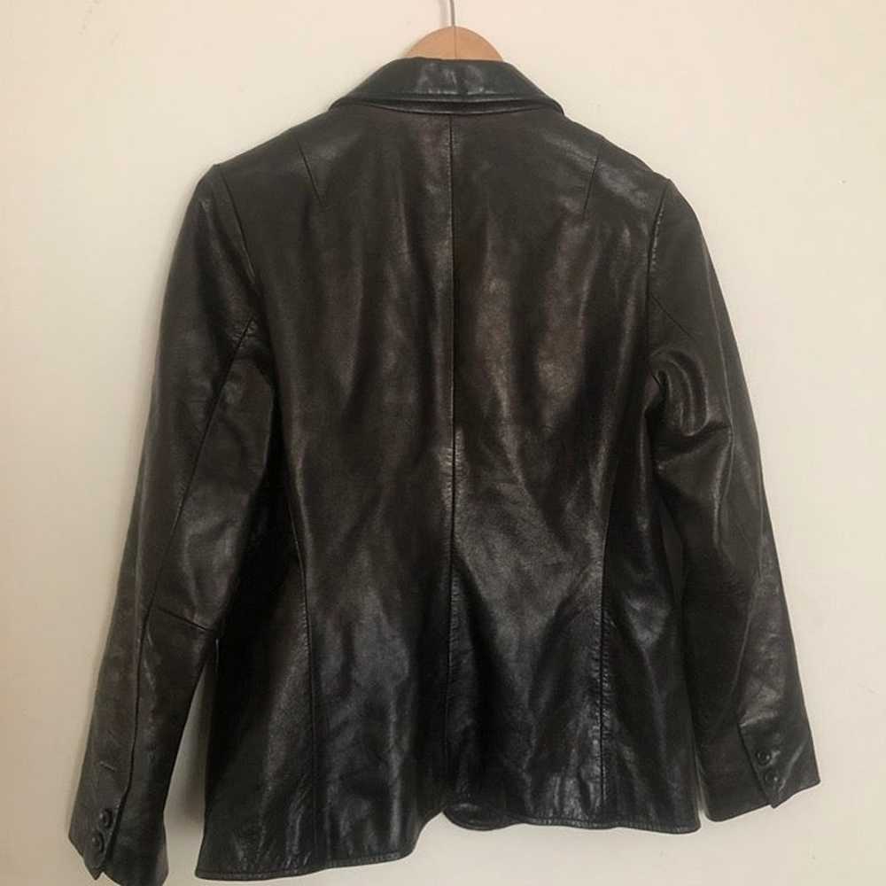 Vintage Gap y2k 2000s leather jacket blazer cut XS - image 4