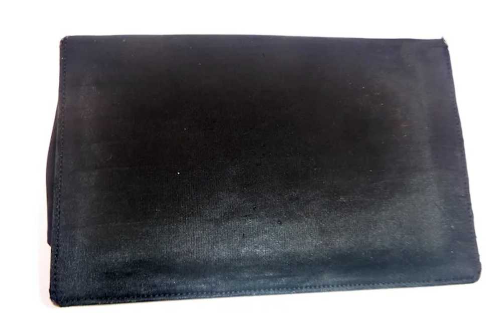 Black Satin Rhinestone LEWIS Evening Clutch Bag - image 4