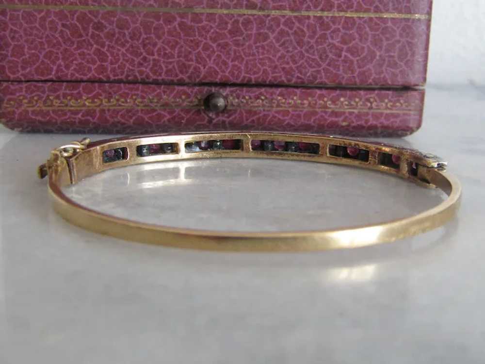 Vintage 18k Gold and Silver Red Spinel Bangle Bra… - image 10