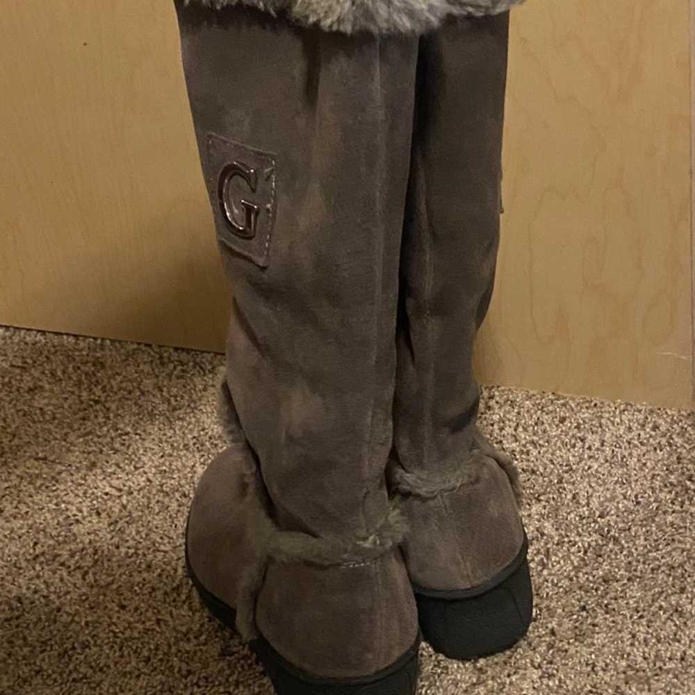 G by Guess Gray Suede Wedge Faux Fur Winter Boots… - image 4