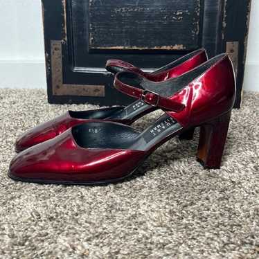 STUART WEITZMAN RED Mary Jane Sz 8.5 B - image 1