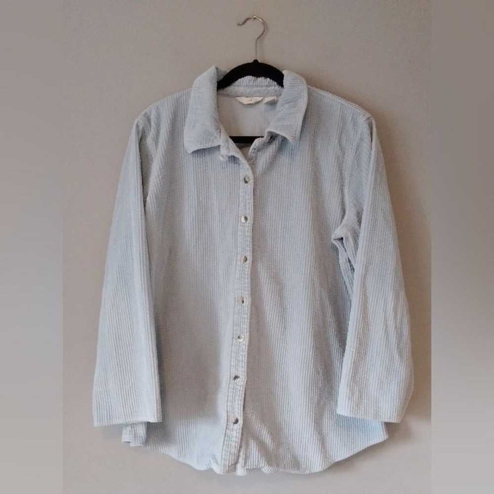 J.Jill Light Blue Button-up Courduroy Shacket - image 5