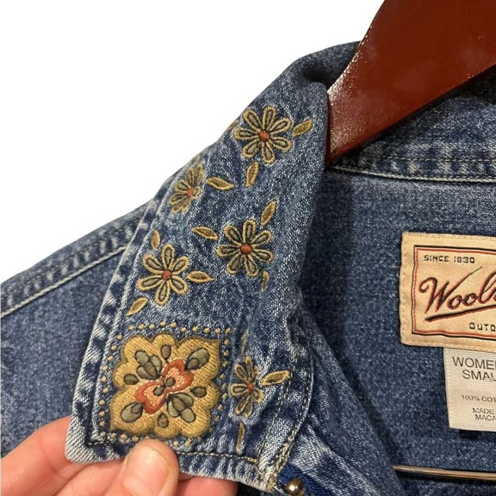 Vintage Woolrich Womens Denim Zip Up Collared Shi… - image 3