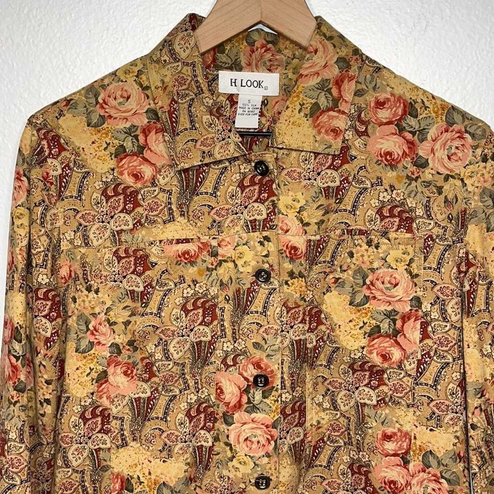 Vintage Womens Silk Button Down Size Small Long S… - image 2