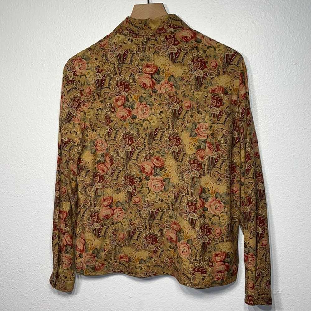 Vintage Womens Silk Button Down Size Small Long S… - image 6