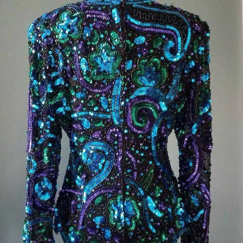 Laurence Kazar vintage turquoise purple beaded se… - image 2