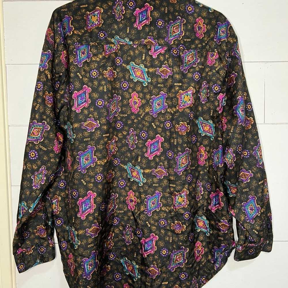 Vintage 80s 90’s Shapely All Over Print Shirt Wom… - image 3