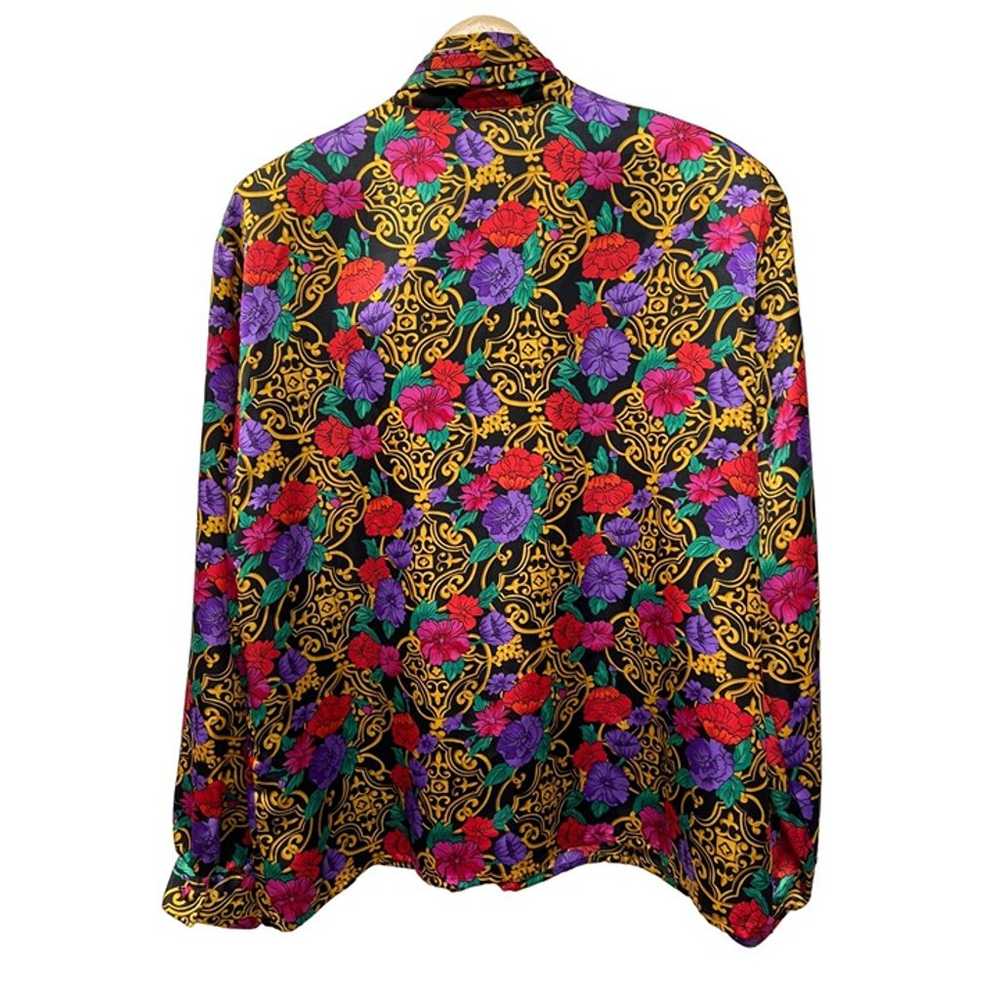 Notations Vintage 90's Bright Floral Sating Butto… - image 6