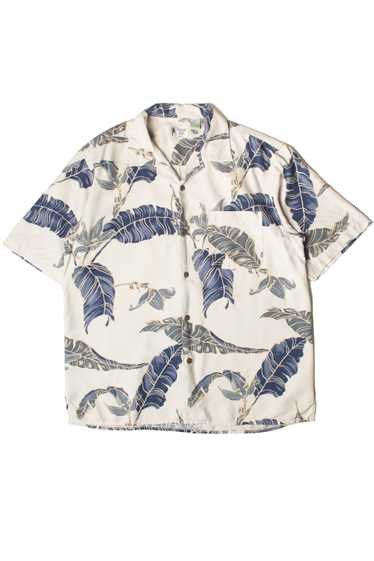 Vintage Silk Tropical Leaves Silk Hawaiian Shirt - image 1