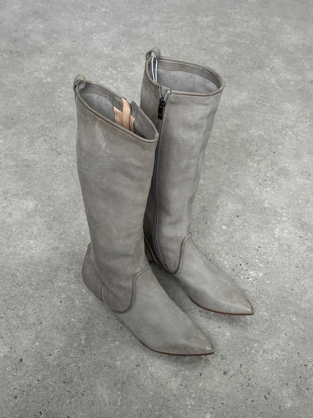 Italian Vintage Nubuck Leather Knee Boots - UK 3 … - image 2