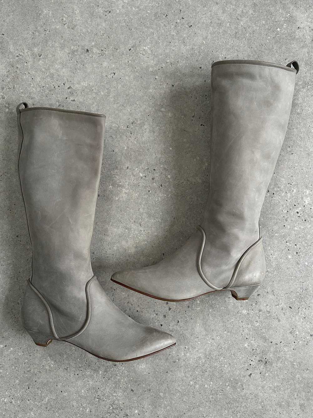 Italian Vintage Nubuck Leather Knee Boots - UK 3 … - image 3