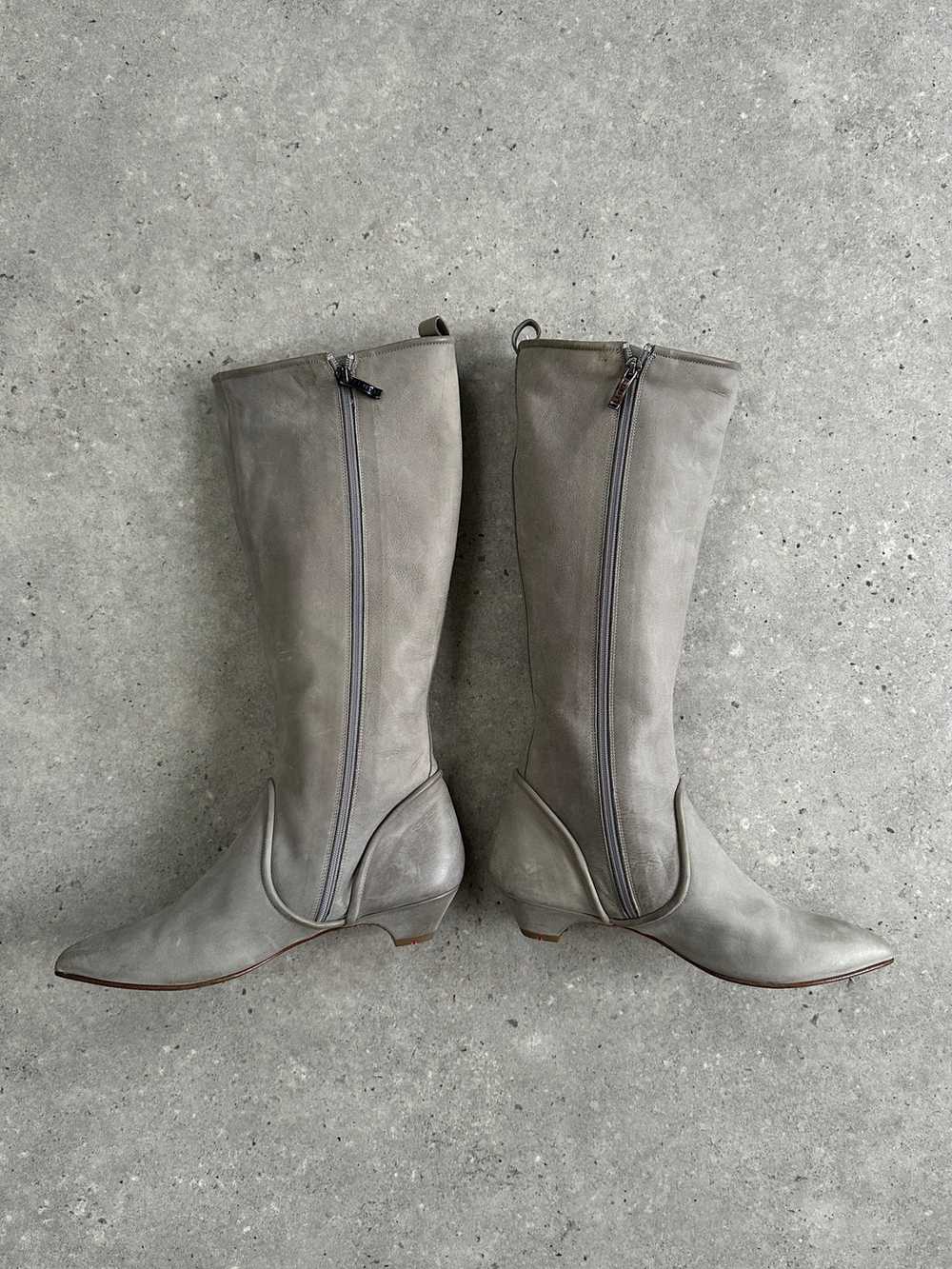 Italian Vintage Nubuck Leather Knee Boots - UK 3 … - image 4