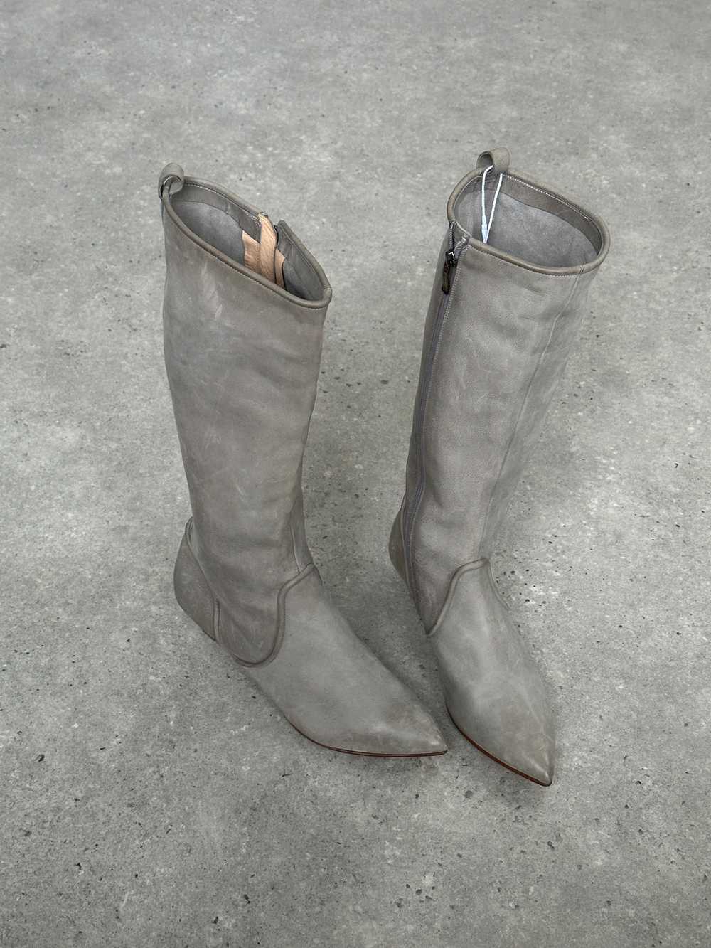 Italian Vintage Nubuck Leather Knee Boots - UK 3 … - image 5