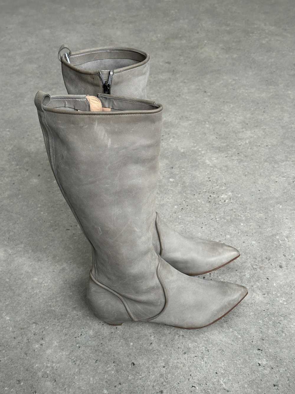 Italian Vintage Nubuck Leather Knee Boots - UK 3 … - image 6
