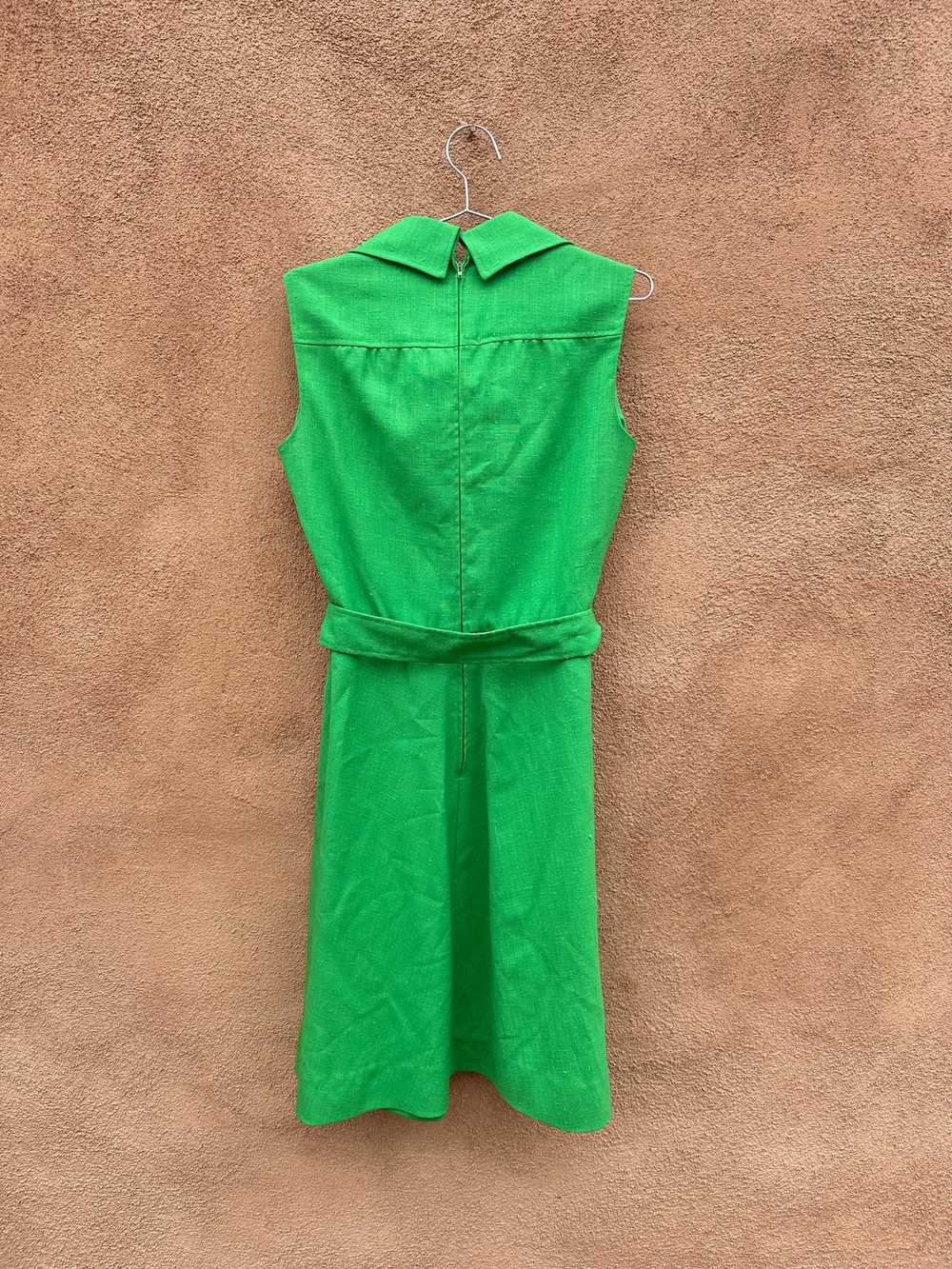 1960's Green Belted Cotton Dress - image 3