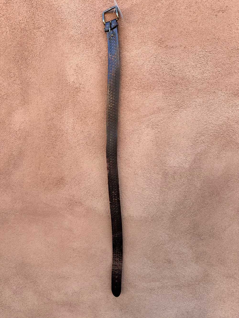 Embossed Brown Leather Belt - image 1
