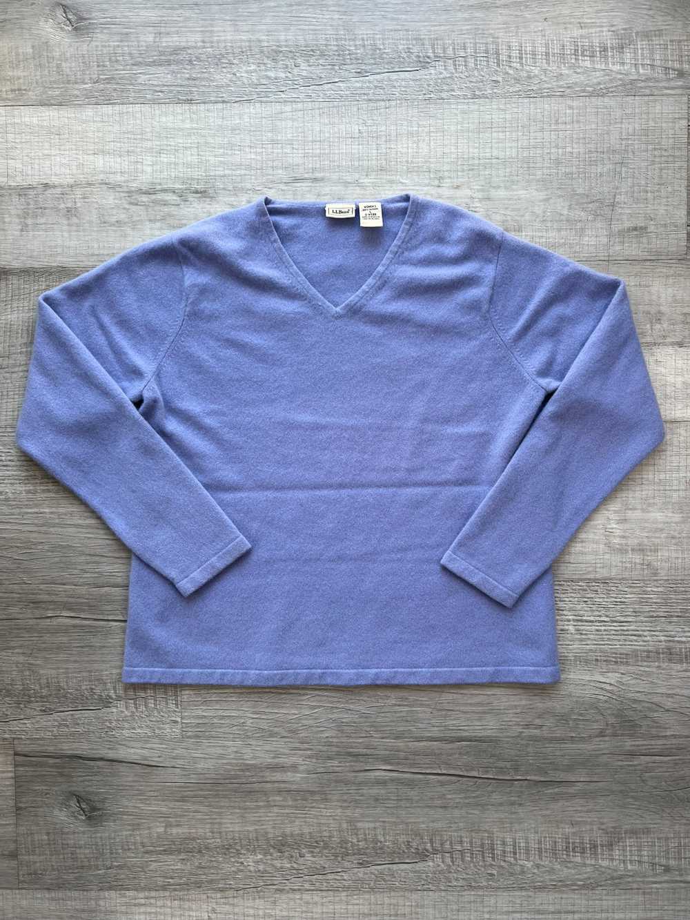 Vintage LL Bean Purple Cashmere V Neck Sweater - image 2
