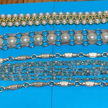 Vintage Faux Pearl & Metal Bracelet Lot AVON Lisn… - image 1