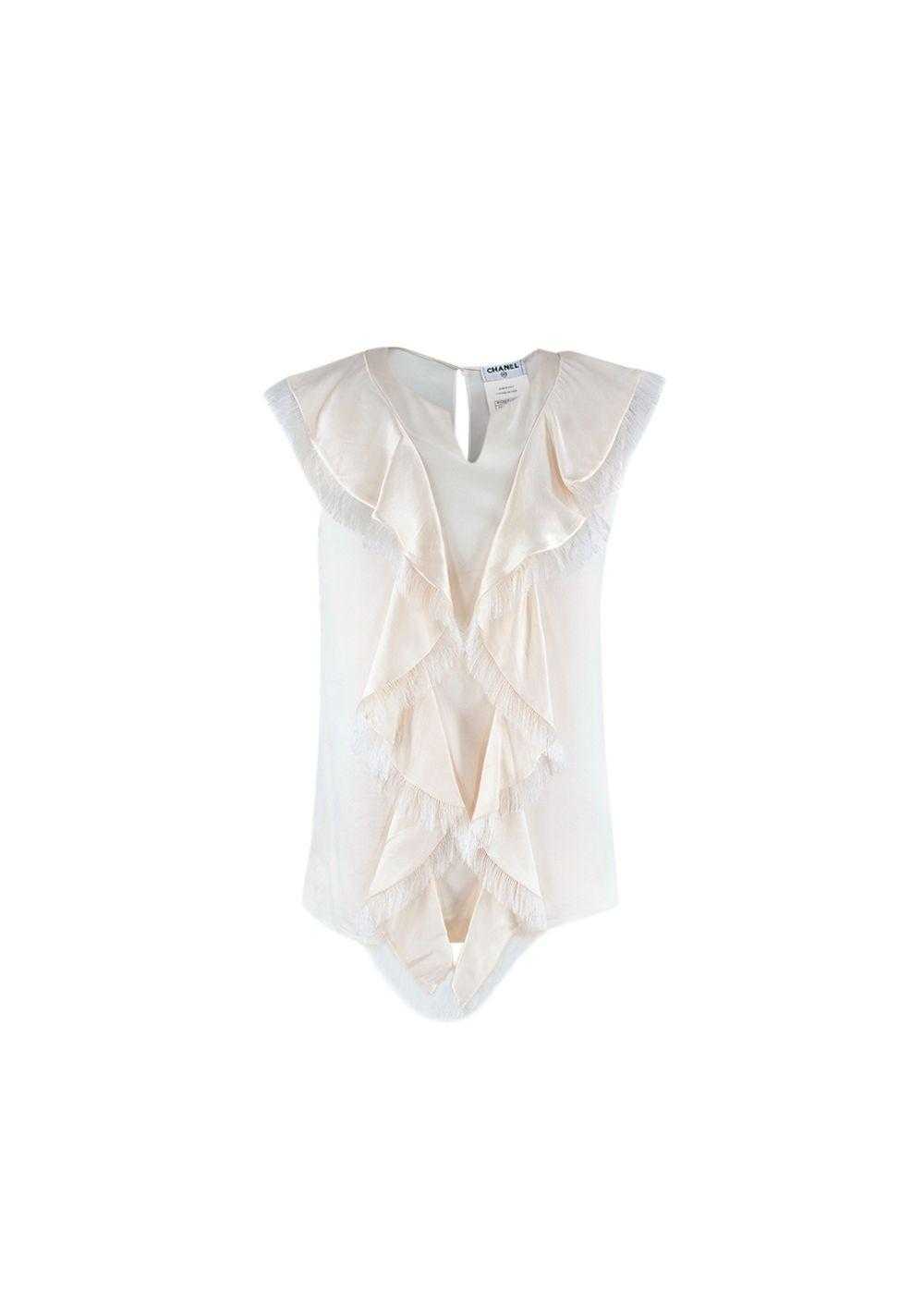 Managed by hewi Cream Silk Frilled Sleeveless Top - image 1