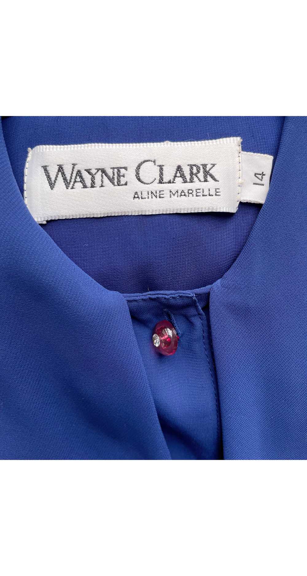 Wayne Clark 1980s Blue Chiffon Balloon Sleeve Eve… - image 6