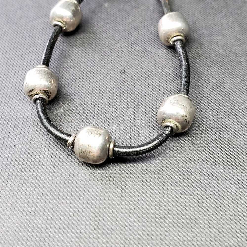Sterling silver bead vintage bracelet 7 inch - image 3