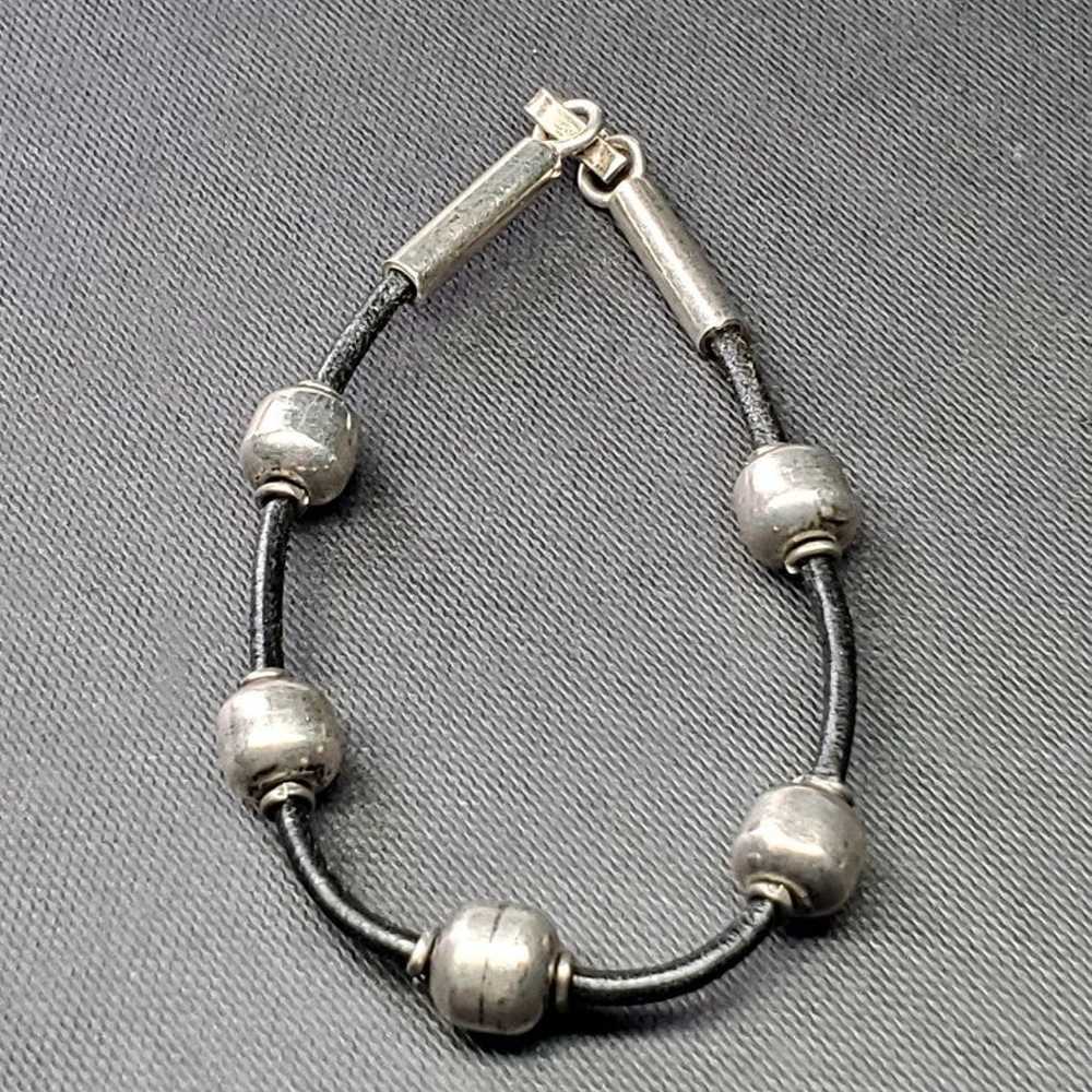 Sterling silver bead vintage bracelet 7 inch - image 7
