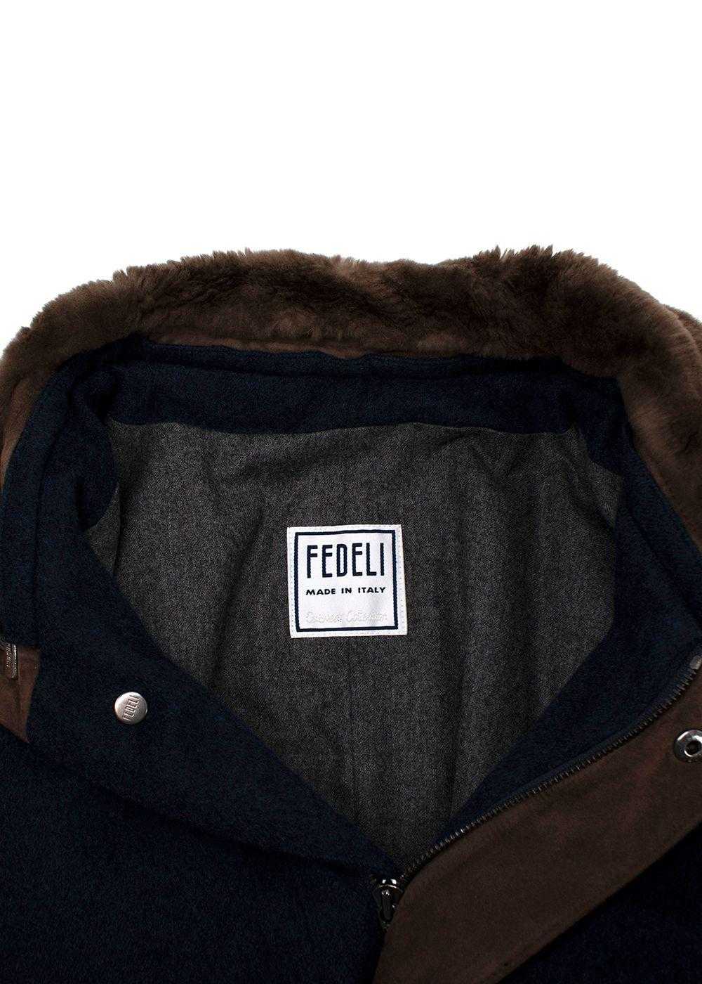 Managed by hewi Fedeli Blue Wool Beaver-fur Trimm… - image 3