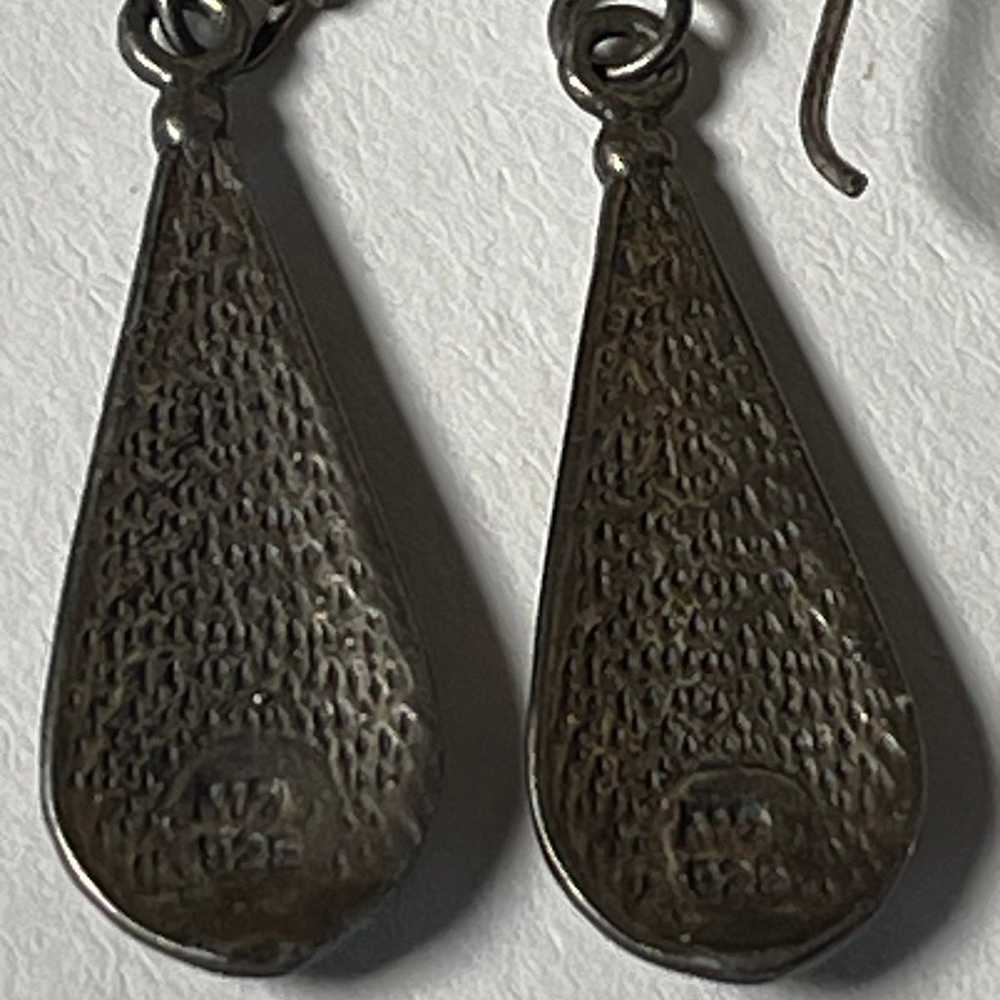 Vintage Silver Abalone 925 Teardrop Earrings - image 6