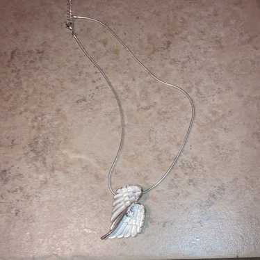 Angel wings silver necklace
