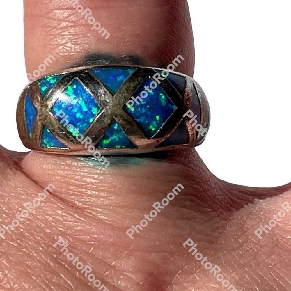 Vintage Antique Opal Sterling Silver ring in euc - image 5