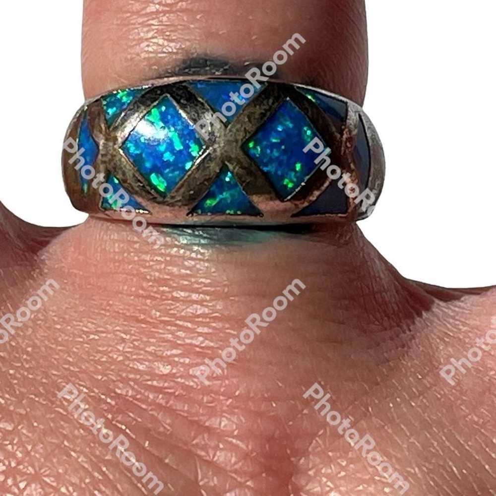 Vintage Antique Opal Sterling Silver ring in euc - image 9
